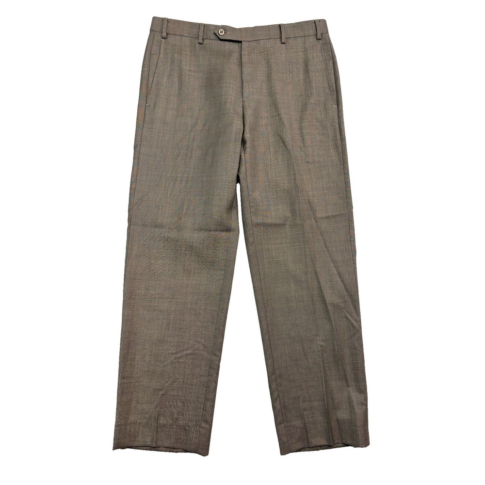 Zanella Italy 34x30 Light Brown Devon Dress Suit Pants Flat Front Wool Trouser